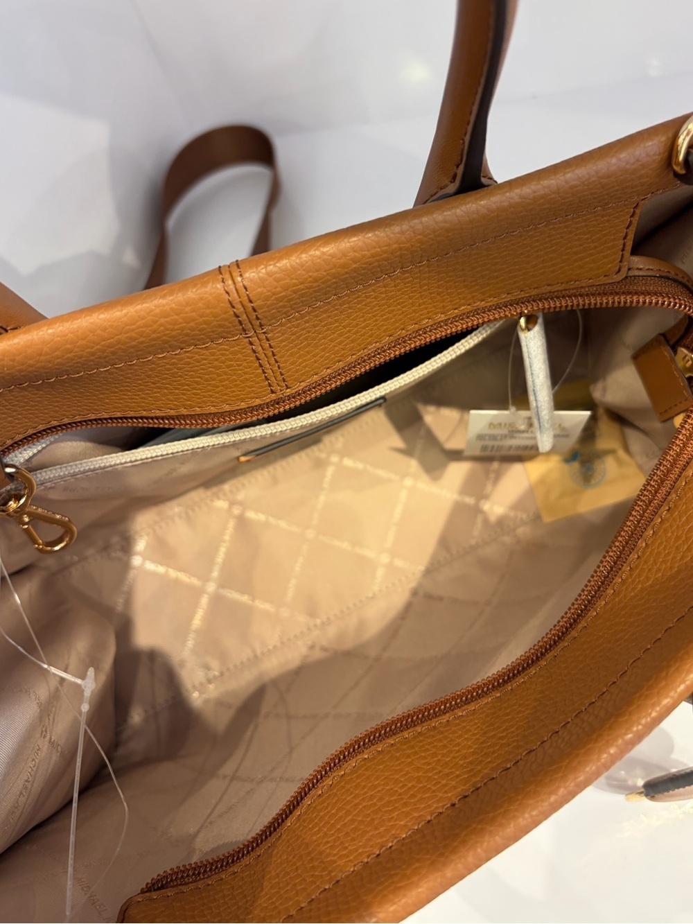 Michael Kors Leather Medium Mirella Satchel Tote Bag Luggage - Picture 5 of 11
